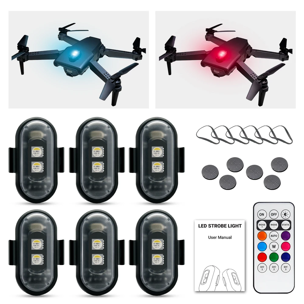 Drone Led Light - Motorrad-Blitzlicht, APP-gesteuerte RGB-LED, universell für Roller/Auto/Helme/Drohne,